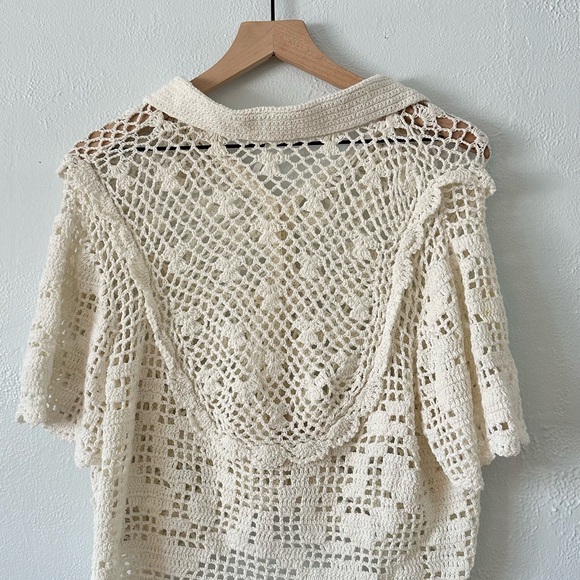 Free People White Rosarita Crochet top size large - Picture 7 of 7
